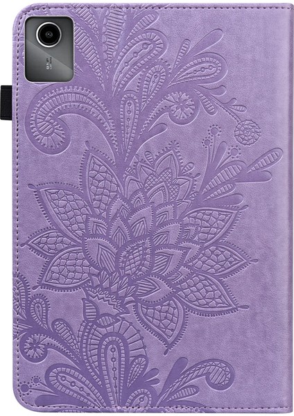 Lenovo Tab M11 / Xiaoxin Pad 11 2024 Için Dantel Çiçek Pu Kılıf (Yurt Dışından)