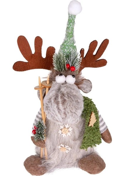 Yeşil Gri Geyik Noel Dekor 40cm