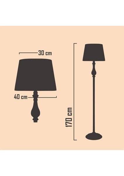 Bronz Eskitme Kaplama Solid Burgulu Tek Ayaklı Metal Lambader - Konik Başlık Rengi Siyah