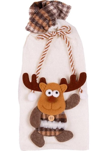 Geyikli Noel Şişe Süsü/hediye Çuvalı 14X31CM