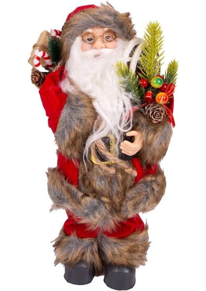 Kırmızı Hediye Çuvallı Noel Baba 30CM
