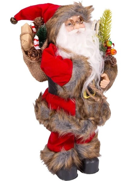 Kırmızı Hediye Çuvallı Noel Baba 30CM
