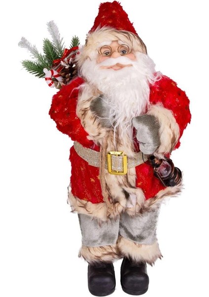 Yeşili Pantolonlu Hediye Çuvallı Noel Baba 45CM