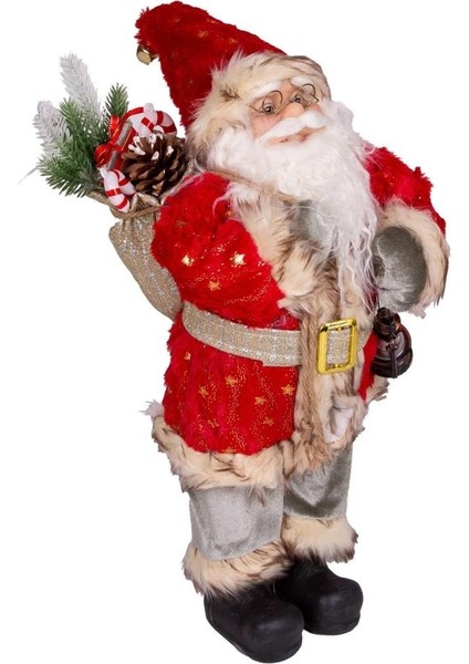 Yeşili Pantolonlu Hediye Çuvallı Noel Baba 45CM