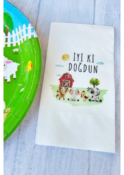 Çiftlik Konsept Baskılı Çiftlik Tema Doğum Günü Peçetesi 20'li fiyatları