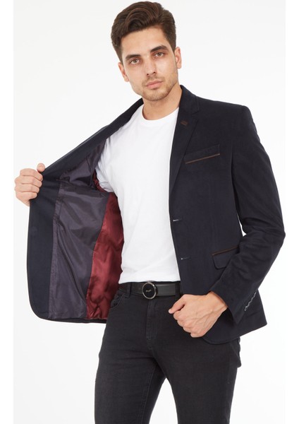 G-192 Dar Kalıp Örme Kumaş Lacivert Erkek Blazer Ceket modelleri