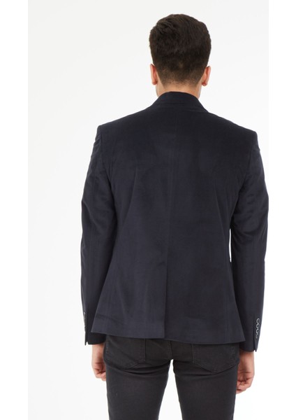 G-192 Dar Kalıp Örme Kumaş Lacivert Erkek Blazer Ceket fırsatları