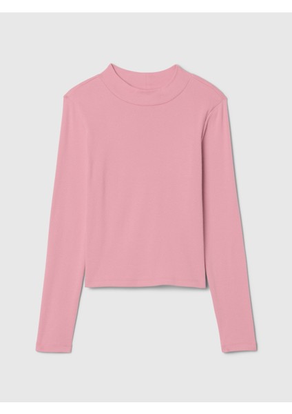 Kız Çocuk Pembe Fitilli Mockneck Yaka T-Shirt fiyatları