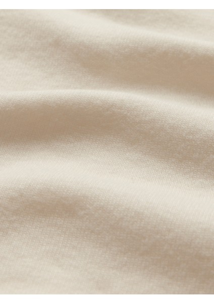 Kız Çocuk Kırık Beyaz Fitilli Mockneck Yaka T-Shirt modelleri