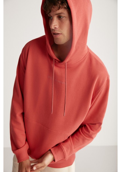 Palmer Erkek Baskılı Oversize Fit Içi Polarsız Nar Çiçeği Sweatshirt