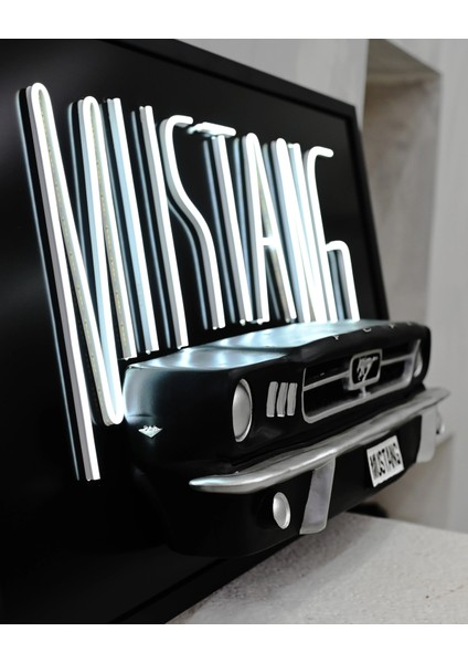 Neonpleksicom Mustang Araba Figürü 3D Heykel Neon LED Işıklı Tablo 73X47 cm fiyatları