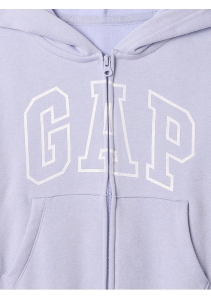 Kız Çocuk Lila Gap Logo Relaxed Fermuarlı Fleece Sweatshirt