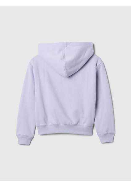 Kız Çocuk Lila Gap Logo Relaxed Fermuarlı Fleece Sweatshirt