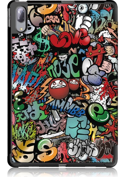 Lenovo Tab P11 Pro TB-J716F /J706F Graffiti Için Renkli Desenli Pu Kılıf (Yurt Dışından)