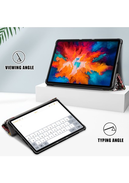 Lenovo Tab P11 Pro TB-J716F /J706F Graffiti Için Renkli Desenli Pu Kılıf (Yurt Dışından)