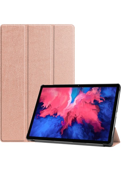 Lenovo Tab P11 (TB-J606F) Pembe Altın Için Deri Kılıf (Yurt Dışından)