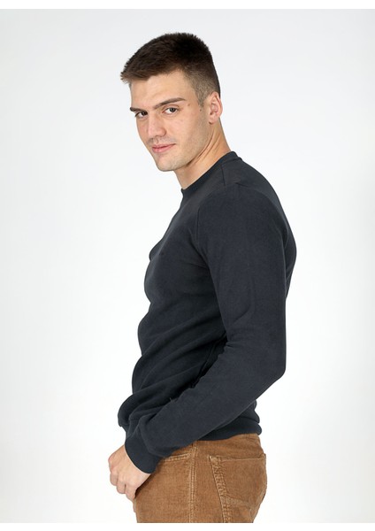 Bisiklet Yaka Lacivert Erkek Sweatshırt 251 Lcm 241042 Newdwade Lacivert modelleri