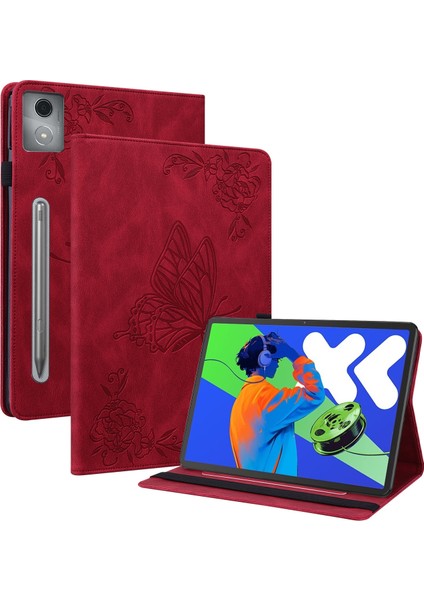 Lenovo Tab P12 Pro 12.7 2025 Kırmızı Deri Tablet Kılıfı (Yurt Dışından)