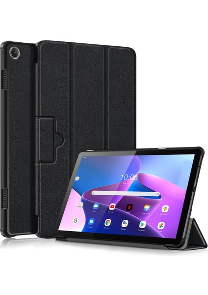 Lenovo Tab M10 10.1 3. Nesil Siyah Için Deri Akıllı Tablet Kılıfı (Yurt Dışından)