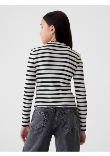 Kız Çocuk Lacivert Fitilli Mockneck Yaka T-Shirt fırsatları
