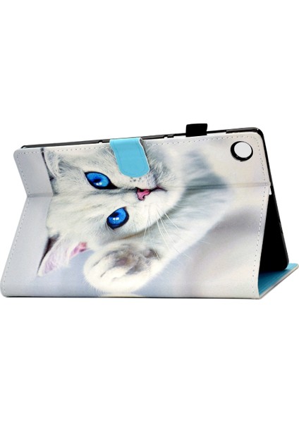 Lenovo Tab M10 Plus TB-X606F Boyalı Düz ​​deri Kılıf Beyaz Kedi Için (Yurt Dışından) fırsatları