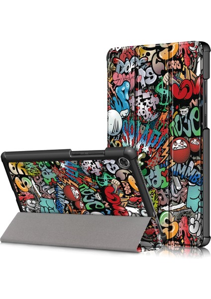 Lenovo Tab M8 Için Renkli Çizim Desenli Deri Kılıf Grafiti (Yurt Dışından)