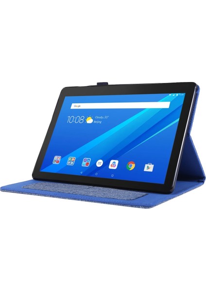 Lenovo Tab M10 10.1 Kumaş Tarzı Tpu Düz Koruyucu Raf Koyu Mavi Için (Yurt Dışından)