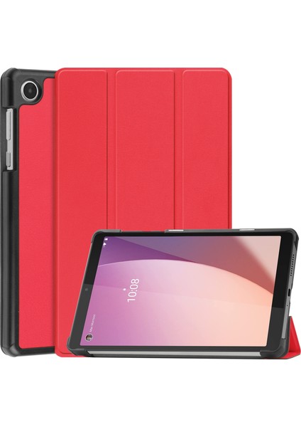 Lenovo Tab M8 4. Nesil / TB-300FU Kırmızı Için Custer Deri Kılıf (Yurt Dışından)