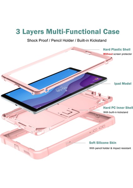 Lenovo Tab M10 Hd Rose Gold Için Silikon + Pc Kılıfı (Yurt Dışından)