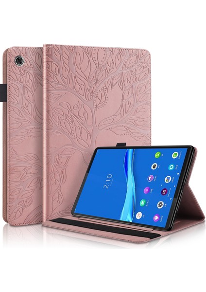 Lenovo Tab M10 Plus Deri Kılıf Pembe Altın Için (Yurt Dışından)