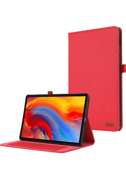 Lenovo Tab Plus 11.5 Kırmızı Kumaş Deri Kılıf (Yurt Dışından)