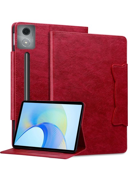 Lenovo Xiaoxin Pad Pro 12.7 2025 Kırmızı Için Kedi Tokalı Kılıf (Yurt Dışından)