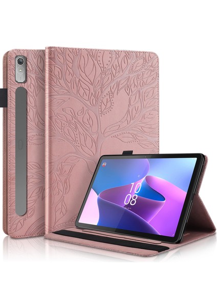 Lenovo Tab P11 Pro Gen 2 Pembe Altın Için Hayat Ağacı Deri Kılıf (Yurt Dışından)