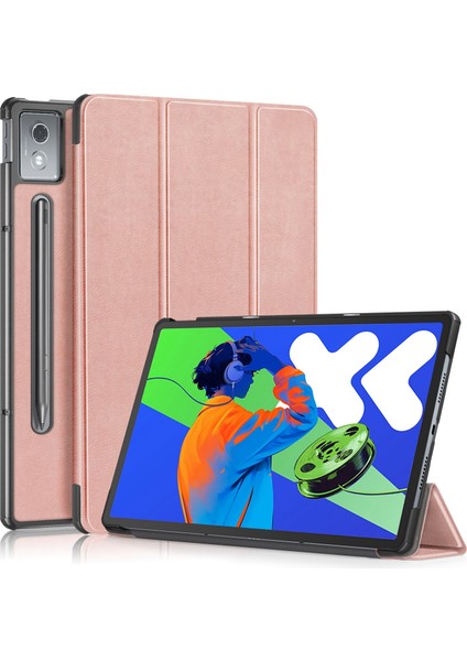 Lenovo Tab P12 12.7 2025 Rose Gold Için Deri Tablet Kılıfı (Yurt Dışından)