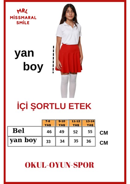 Kız Çocuk Okul Etek Kırmızı Yüksek Bel Içi Şortlu Okul-Oyun-Spor-Etkinlik Eteği fiyatları