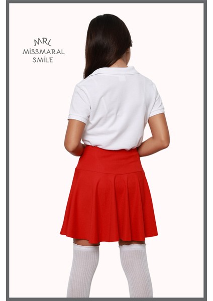 Kız Çocuk Okul Etek Kırmızı Yüksek Bel Içi Şortlu Okul-Oyun-Spor-Etkinlik Eteği indirimleri