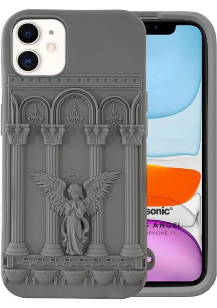 Apple iPhone 12 Kılıf Praying Angel Gri