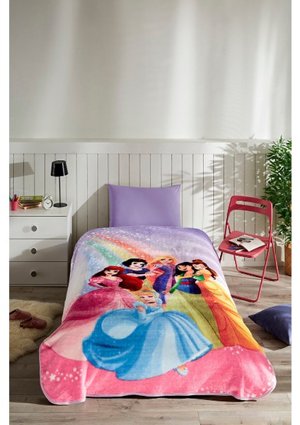 Princess Rainbow Disney Lisanslı Tek Kişilik Çocuk Battaniyesi 155x215 1705