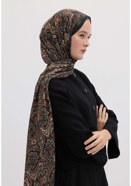 Vıntage Echo Desen Şal Siyah