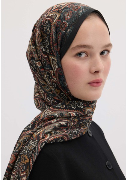 Vıntage Echo Desen Şal Siyah fırsatları