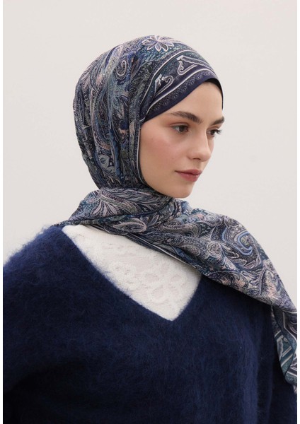 Amora Desen Şal Mavi