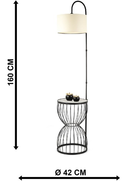 Venezia Sehpa Lambader Siyah Mermer Ahşap Krem Şapka indirimleri