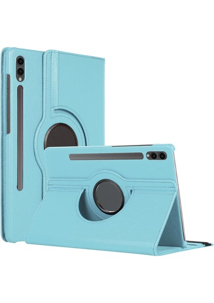 Samsung Galaxy Tab S10 Ultra X920 Kılıf 360 Rotating Stand Deri Mavi