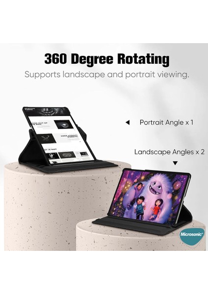 Samsung Galaxy Tab S10 Ultra X920 Kılıf 360 Rotating Stand Deri Mavi