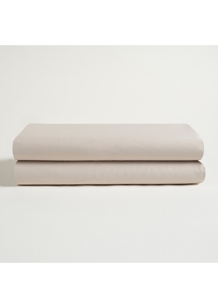 Solıd 300 Tc Queen Sıze %100 Pamuk Saten Lastikli Çarşaf 180x200 + 35 Cm Krem