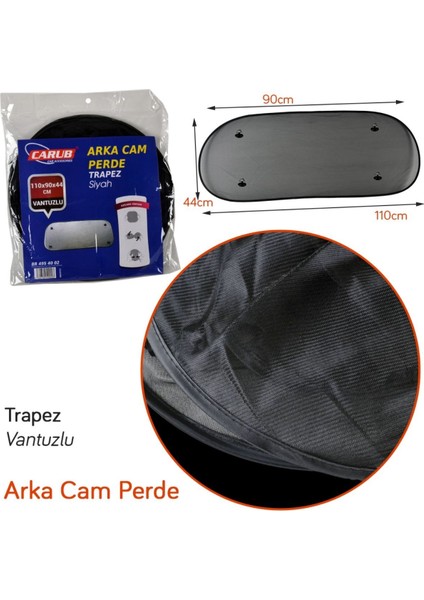 Arka Cam Perde Trapez Siyah Vantuzlu BR4954002