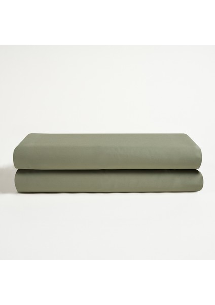 Solıd 300 Tc Kıng Sıze %100 Pamuk Saten Lastikli Çarşaf 200x200 + 35 Cm Yeşil