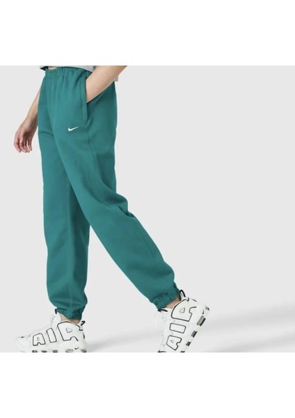 Solo Swoosh Fleece Pant Pamuklu Bol Kesim Yüksek Bel Kadın Eşofman Altı Yeşil