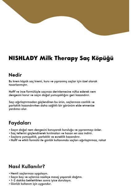 Milk Therapy Durulanmayan Saç Serumu – Besleyici Ve Nemlendirici Saç Serumu