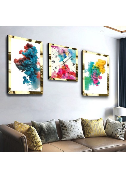 Renkli Gold Pleksili Mdf Saat ve Tablo